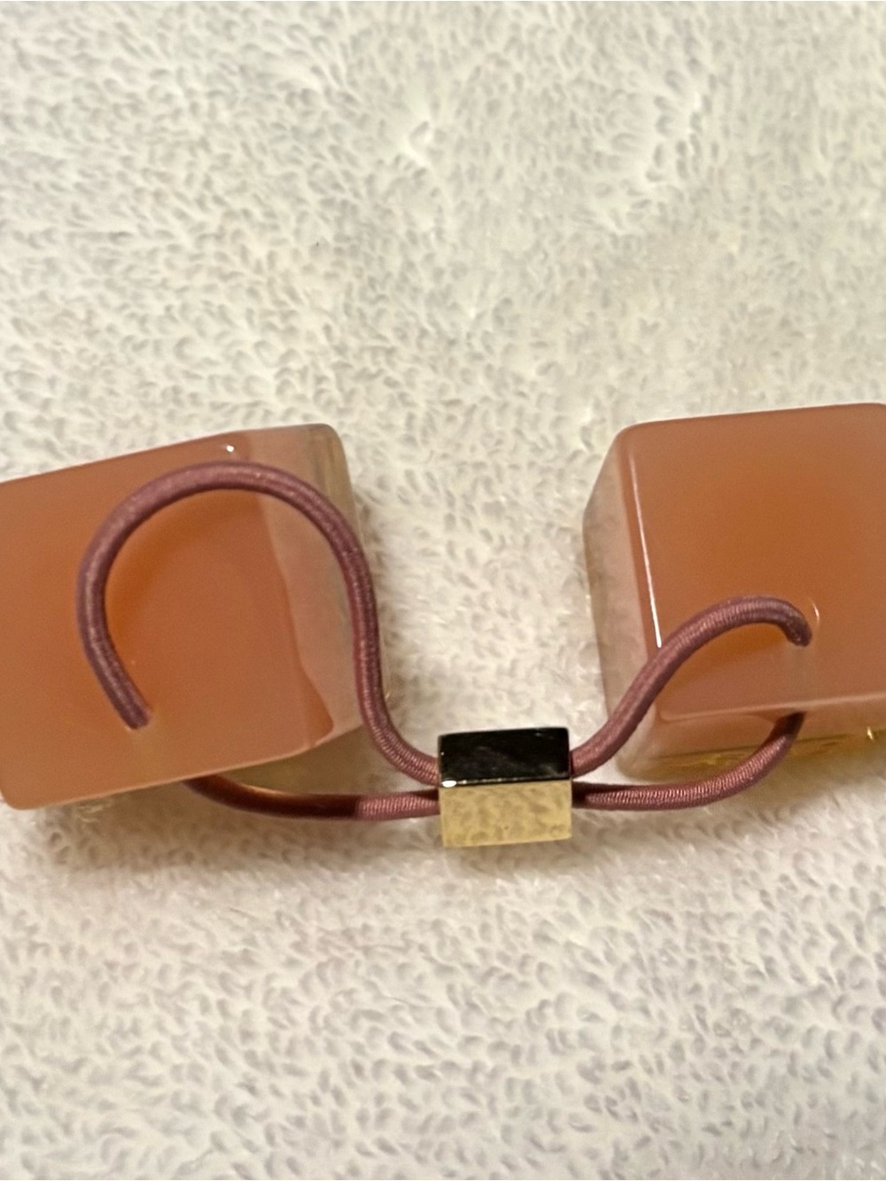 Gold Accent Peach/Pink Resin Hair Tie - Picture 4 of 4